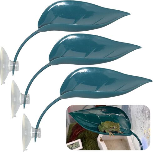 منصة تشمس السلحفاة ، 3pcs إكسسوارات دبابات الأشجار ، منصة تشكيل تنين على شكل أوراق مع أكواب شفط ، إكسسوارات دبابات النمر ، ديكور خزان السلحفاة (أخضر) in Kuwait