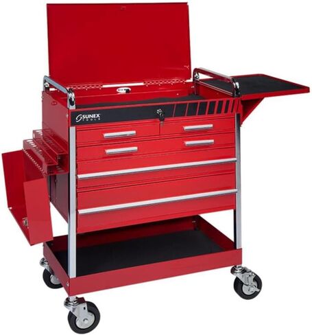 Sunex 8045 Professional 5 Drawer Service Cart with Locking Top- Red in Saudi Arabia