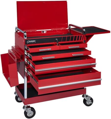 Sunex 8045 Professional 5 Drawer Service Cart with Locking Top- Red in Saudi Arabia