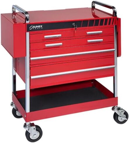Sunex 8045 Professional 5 Drawer Service Cart with Locking Top- Red in Saudi Arabia
