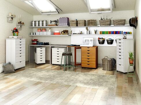Adeptus Original Roll Cart, Solid Wood, 6+2 Drawer Narrow Drawers Roll Carts, White in Kuwait