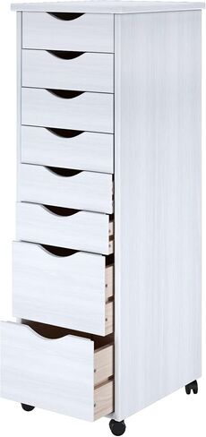 Adeptus Original Roll Cart, Solid Wood, 6+2 Drawer Narrow Drawers Roll Carts, White in Kuwait