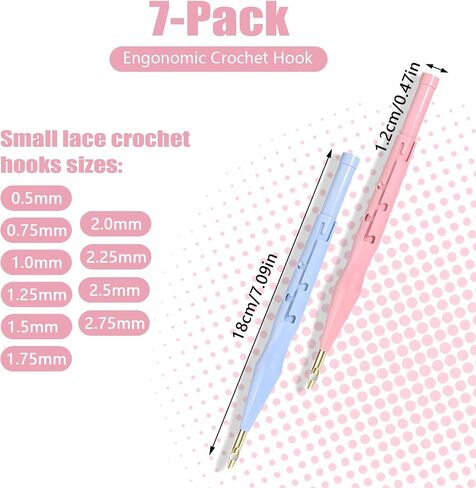 7 Pieces Punch Needle Tool, Portable Adjustable Embroidery Punch Needle for Stitching Applique Embellishment DIY Knitting (Blue, Pink) in Saudi Arabia