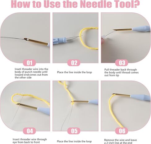 7 Pieces Punch Needle Tool, Portable Adjustable Embroidery Punch Needle for Stitching Applique Embellishment DIY Knitting (Blue, Pink) in Saudi Arabia