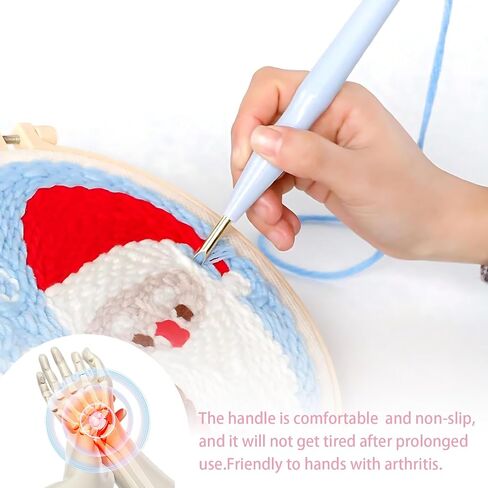 7 Pieces Punch Needle Tool, Portable Adjustable Embroidery Punch Needle for Stitching Applique Embellishment DIY Knitting (Blue, Pink) in Saudi Arabia