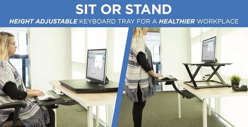 جبل! SIT STAND STAND RATHER ، ارتفاع قابل للتعديل تحت لوحة المفاتيح المكتبية ودرج الماوس ، تصميم كامل للحركة مع 13.4 بوصة من التعديل الرأسي ، 26.5 في منصة واسعة in Saudi Arabia
