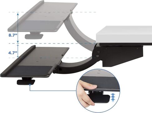 جبل! SIT STAND STAND RATHER ، ارتفاع قابل للتعديل تحت لوحة المفاتيح المكتبية ودرج الماوس ، تصميم كامل للحركة مع 13.4 بوصة من التعديل الرأسي ، 26.5 في منصة واسعة in Saudi Arabia
