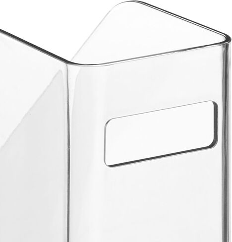 mDesign Plastic Slim Vertical File Folder Storage Organizer Bin with Handle, Hold Notebooks, Binders, Envelopes, Magazines for Home Office, Work Desktops, Ligne Collection, 4 Pack, Clear in Saudi Arabia