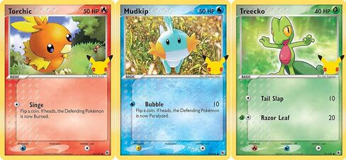 Pokemon First Partners Jumbo Card Lot - (Hoenn) (Treecko ، Torchic ، Mudkip) - احتفالات 25 in Saudi Arabia