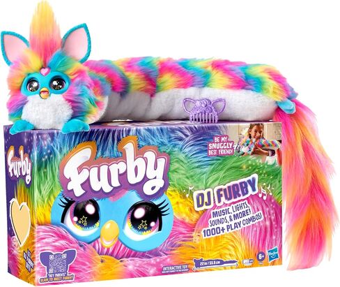 لعبة Furby DJ Interactive ، Super Snuggly Rainbow Electronic Plush مع الموسيقى والأضواء والحركة والألعاب ، تتحدث باللغة الإنجليزية والفرقة ، 32 بوصة ، تتراوح أعمارهم بين 6+ in Kuwait