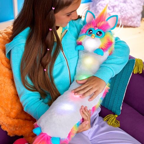 لعبة Furby DJ Interactive ، Super Snuggly Rainbow Electronic Plush مع الموسيقى والأضواء والحركة والألعاب ، تتحدث باللغة الإنجليزية والفرقة ، 32 بوصة ، تتراوح أعمارهم بين 6+ in Kuwait
