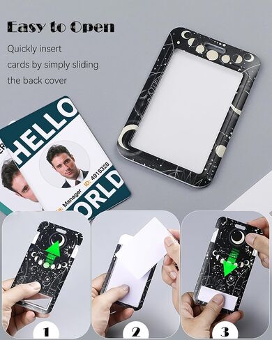 Uniclife Fashionable Sliding Badge Holder Bowknot Pattern Plastic Card Holder with Retractable Badge Reel Carabiner & Detachable Lanyard Vertical Card Protector for Office Worker Teacher Student in Saudi Arabia