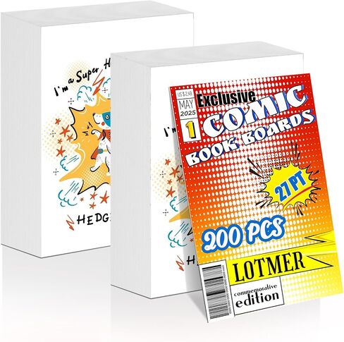 لوحات الكتب المصورة في Lotmer 200ct ، 27 نقطة إضافية من لوحة الدعم الخالية من الأحماض الخالية من الأحماض الحجم الحالي لوحات الكتب الهزلية متينة ومغلفة لوحات دقة للمشاركة في أرشيف كاريكاتير منتظم in Kuwait
