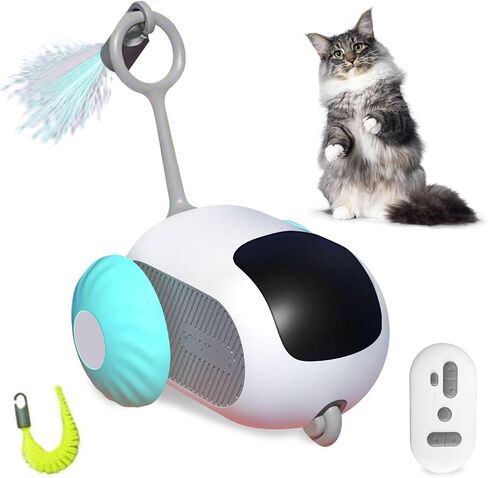 Remote Control Smart Electric Cat Toy,Interactive Cat Toys for Indoor Cats,Gravity Automatic Mobile Car Toy,Cat Mouse Toys,Moving Cat Toy, USB Rechargeable (Blue) in Kuwait