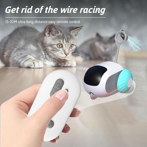 Remote Control Smart Electric Cat Toy,Interactive Cat Toys for Indoor Cats,Gravity Automatic Mobile Car Toy,Cat Mouse Toys,Moving Cat Toy, USB Rechargeable (Blue) in Kuwait