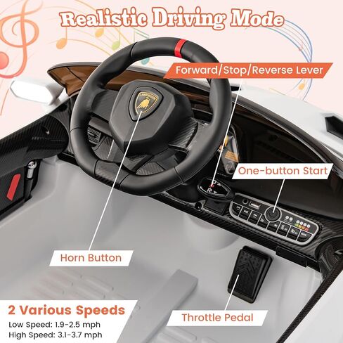 Costzon Ride On Car ، Lamborghini مرخصة من بطارية 12 فولت بطارية مدعومة 4WD مع التحكم عن بعد ، 3 سرعات ، الأبواب الهيدروليكية ، مصابيح LED ، عجلة القطر ، القرن ، الموسيقى ، السيارة الكهربائية للأطفال الذين تتراوح أعمارهم بين 3-8 in Saudi Arabia