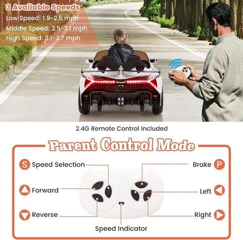 Costzon Ride On Car ، Lamborghini مرخصة من بطارية 12 فولت بطارية مدعومة 4WD مع التحكم عن بعد ، 3 سرعات ، الأبواب الهيدروليكية ، مصابيح LED ، عجلة القطر ، القرن ، الموسيقى ، السيارة الكهربائية للأطفال الذين تتراوح أعمارهم بين 3-8 in Saudi Arabia
