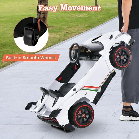 Costzon Ride On Car ، Lamborghini مرخصة من بطارية 12 فولت بطارية مدعومة 4WD مع التحكم عن بعد ، 3 سرعات ، الأبواب الهيدروليكية ، مصابيح LED ، عجلة القطر ، القرن ، الموسيقى ، السيارة الكهربائية للأطفال الذين تتراوح أعمارهم بين 3-8 in Saudi Arabia