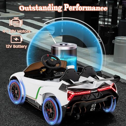 Costzon Ride On Car ، Lamborghini مرخصة من بطارية 12 فولت بطارية مدعومة 4WD مع التحكم عن بعد ، 3 سرعات ، الأبواب الهيدروليكية ، مصابيح LED ، عجلة القطر ، القرن ، الموسيقى ، السيارة الكهربائية للأطفال الذين تتراوح أعمارهم بين 3-8 in Saudi Arabia