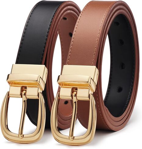 Reversible Belt for Women, CR 1.25" Womens Leather Belt for Jeans Pants Black & Brown, Trim to Fit in Kuwait