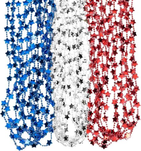 21Pcs 4th-of-July-Necklaces-Independent-Day-Patriotic-Star Shaped Necklace Red-White-Blue-Memorial Day Necklace for Kids Adults Party Favors Accessories in Saudi Arabia