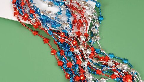21Pcs 4th-of-July-Necklaces-Independent-Day-Patriotic-Star Shaped Necklace Red-White-Blue-Memorial Day Necklace for Kids Adults Party Favors Accessories in Saudi Arabia