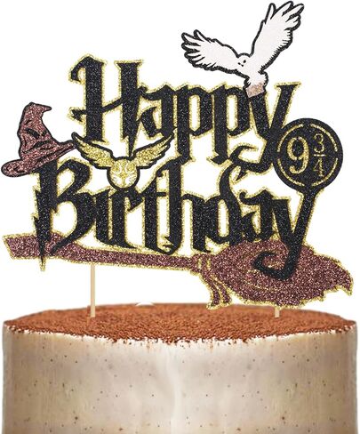 Wizard Cake Topper Wizard Party Supplies Birthday Favors Halloween Cake Toppers Party Decoration with Tie Wings Hat Owl in Saudi Arabia