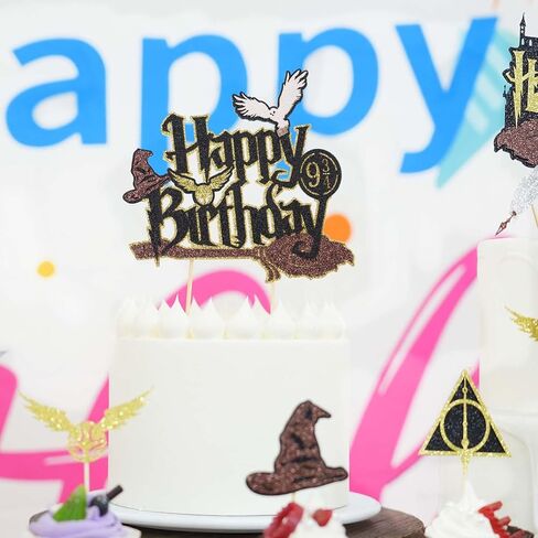 Wizard Cake Topper Wizard Party Supplies Birthday Favors Halloween Cake Toppers Party Decoration with Tie Wings Hat Owl in Saudi Arabia