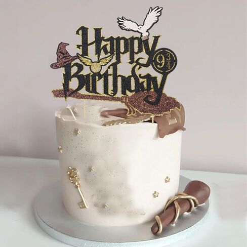 Wizard Cake Topper Wizard Party Supplies Birthday Favors Halloween Cake Toppers Party Decoration with Tie Wings Hat Owl in Saudi Arabia