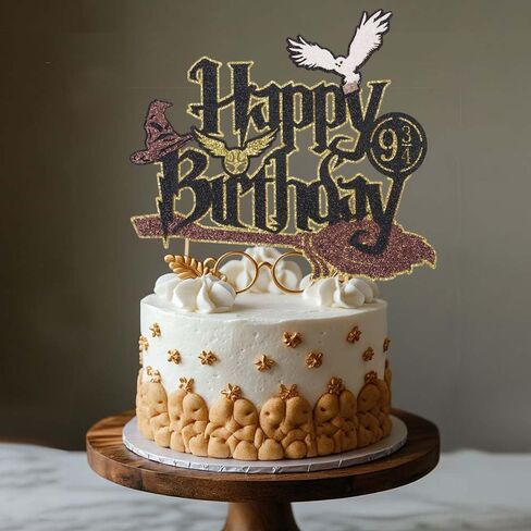 Wizard Cake Topper Wizard Party Supplies Birthday Favors Halloween Cake Toppers Party Decoration with Tie Wings Hat Owl in Saudi Arabia
