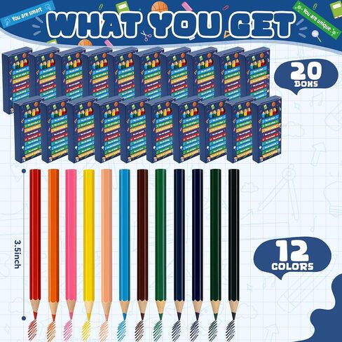Epakh 20 حزم/240pcs أقلام الرسم الملونة ملونة ملونة ، قلم رصاص تحفيزي 3.5 بوصة للطفل 12 أقلام مختلفة اللون. in Saudi Arabia
