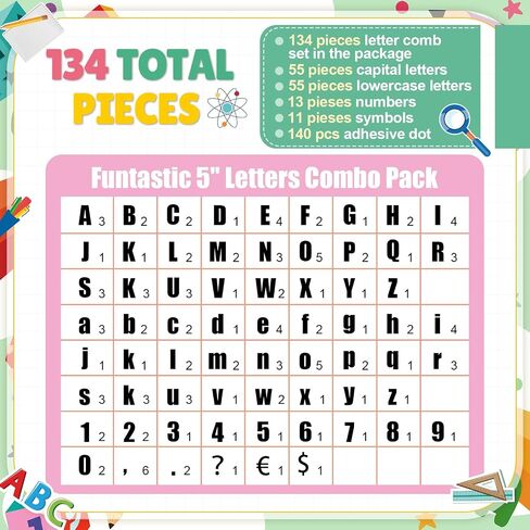 134 Pcs 5 Inch Bulletin Board Letters for Classroom Colorful Composition Alphabet Numbers Combo Set Cutouts Letter for Bulletin Board Display Chalkboard School Decor in Saudi Arabia