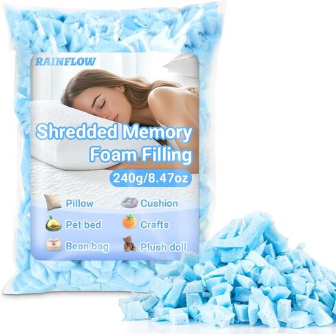 حشو كيس الفاصوليا تدفقات Rainfedddddddded-Memory-Filling-8.47oz ، حشو وسادة رغوة ناعمة ومريحة للأريكة وسادة الوسادة الفنية in Saudi Arabia