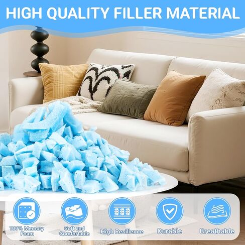 حشو كيس الفاصوليا تدفقات Rainfedddddddded-Memory-Filling-8.47oz ، حشو وسادة رغوة ناعمة ومريحة للأريكة وسادة الوسادة الفنية in Saudi Arabia