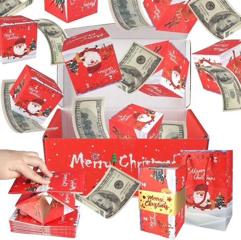 12pcs Surprise Gift Box Explosion, Merry Christmas Folding Bouncing Envelope (Red) in Kuwait