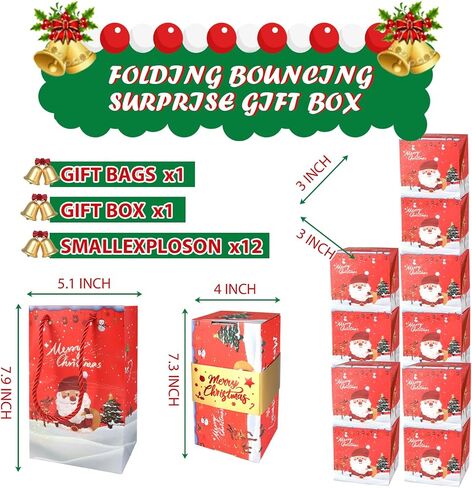 12pcs Surprise Gift Box Explosion, Merry Christmas Folding Bouncing Envelope (Red) in Kuwait