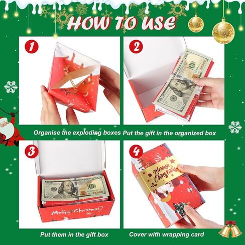 12pcs Surprise Gift Box Explosion, Merry Christmas Folding Bouncing Envelope (Red) in Kuwait