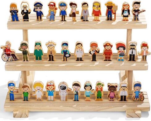 Kathfly 36 Pcs Wooden Community Helpers Community Wooden Toy Preschool Little Professionals Buildings Block Set Multicultural Buildings, Creative Play for Social Learning Educational Model in Saudi Arabia