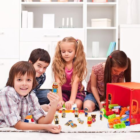 Kathfly 36 Pcs Wooden Community Helpers Community Wooden Toy Preschool Little Professionals Buildings Block Set Multicultural Buildings, Creative Play for Social Learning Educational Model in Saudi Arabia