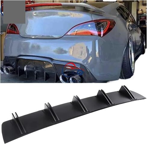 Compatible For H-yundai Compatible For Genesis Coupe Car Rear Diffuser Compatible For Shark Fins Bumper Splitter Chin Spoiler Lip Black Shunt Rear Bumper Lip(Carbon Fiber) in Kuwait