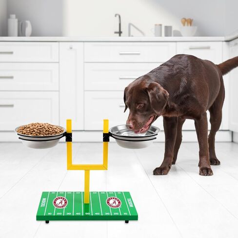 NCAA Georgia Bulldogs مرمى Football Field Feeder-أوعية قابلة للتعديل مع الكلاب مرتفعة مع حامل ، 2 أوعية من الفولاذ المقاوم للصدأ ، أقدام مطاطية غير قابلة للانزلاق ، مغذي الحيوانات الأليفة المرتفعة للكلاب الكبيرة والصغيرة in Kuwait