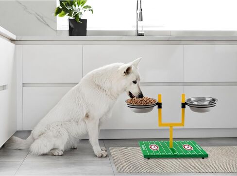NCAA Georgia Bulldogs مرمى Football Field Feeder-أوعية قابلة للتعديل مع الكلاب مرتفعة مع حامل ، 2 أوعية من الفولاذ المقاوم للصدأ ، أقدام مطاطية غير قابلة للانزلاق ، مغذي الحيوانات الأليفة المرتفعة للكلاب الكبيرة والصغيرة in Kuwait