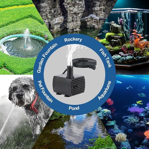 90GPH Mini Submersible Pump, Small Fountain Pump (5W 350L/H), Ultra Quiet Aquarium Water Pump for Fish Tank, Tabletop Fountain, Pet Fountain, Indoor or Outdoor Pond Fountain Pump (5W) in Saudi Arabia