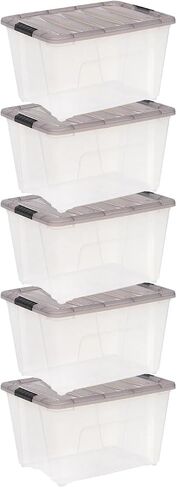5-Pack 53 Qt Stackable Plastic Storage Bins with Lids - Durable Storage Containers & Totes for Home, Office in Saudi Arabia