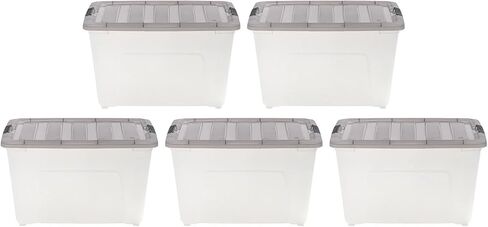 5-Pack 53 Qt Stackable Plastic Storage Bins with Lids - Durable Storage Containers & Totes for Home, Office in Saudi Arabia