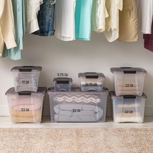 5-Pack 53 Qt Stackable Plastic Storage Bins with Lids - Durable Storage Containers & Totes for Home, Office in Saudi Arabia