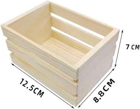 Teensery Small Wooden Crates Decorative Farmhouse Wood Box Mini Storage Basket Container for Home Office Classroom Bedroom Kitchen, 1 Piece (4.92 x 3.46 x 2.76 Inch) in Saudi Arabia