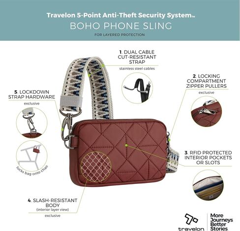 Travelon Boho Anti-Theft Phone Sling, Paprika in Saudi Arabia