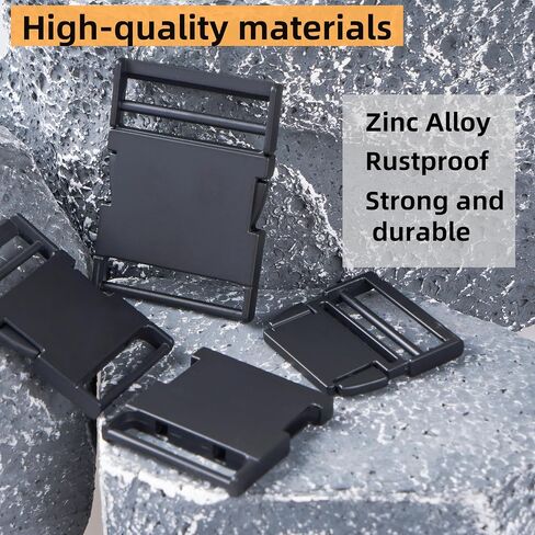2 pcs/4 pcs buckle metal buckle لحقائب الظهر ، الأحزمة ، حقائب الخصر ، أطواق الكلاب ، مشبك الجانبي القابل للتعديل القابل للتعديل ، الأسود in Kuwait