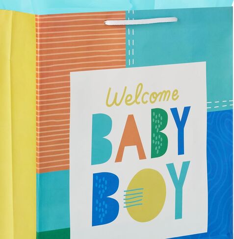 Hallmark 15" Extra Large Gift Bag with Card and Tissue Paper for Baby Shower (Welcome Baby Girl, Pink and Orange) for New Parents, Coworkers, Sister in Saudi Arabia
